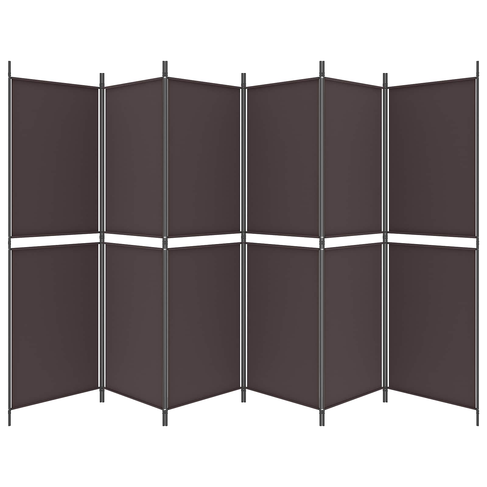vidaXL 6-Panel Room Divider Brown 300x180 cm Fabric 3