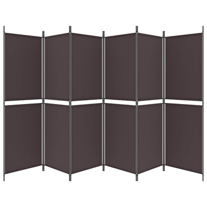 vidaXL 6-Panel Room Divider Brown 300x180 cm Fabric 3