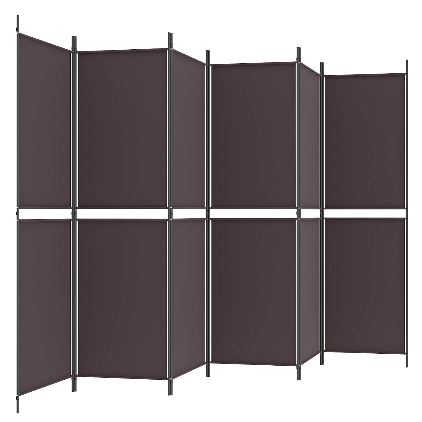 vidaXL 6-Panel Room Divider Brown 300x180 cm Fabric 4