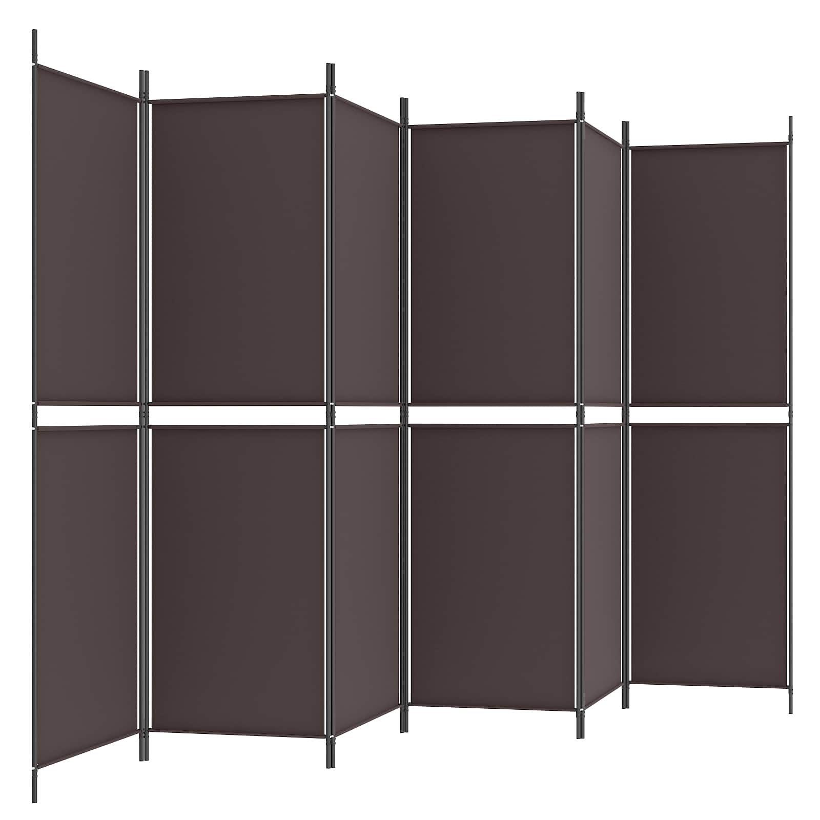 vidaXL 6-Panel Room Divider Brown 300x180 cm Fabric 4