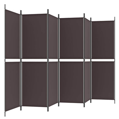 vidaXL 6-Panel Room Divider Brown 300x180 cm Fabric 4