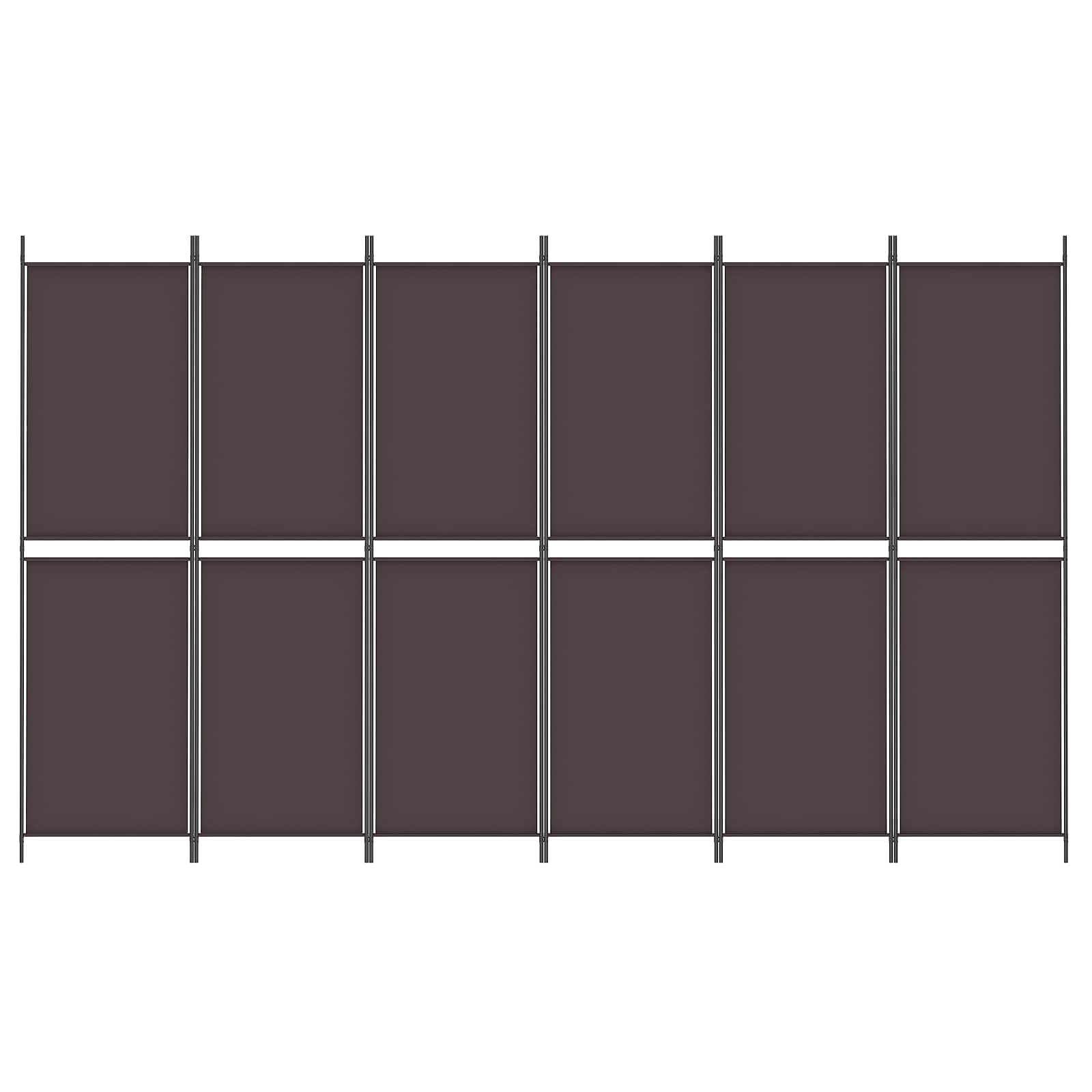 vidaXL 6-Panel Room Divider Brown 300x180 cm Fabric 6
