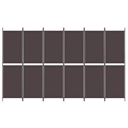 vidaXL 6-Panel Room Divider Brown 300x180 cm Fabric 6