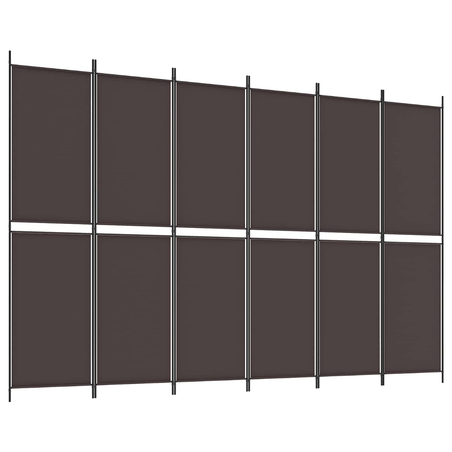 vidaXL 6-Panel Room Divider Brown 300x200 cm Fabric 2