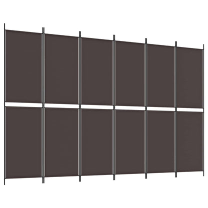 vidaXL 6-Panel Room Divider Brown 300x200 cm Fabric 2