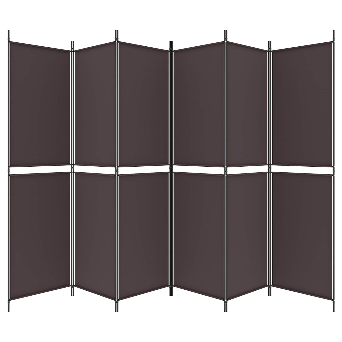 vidaXL 6-Panel Room Divider Brown 300x200 cm Fabric 3