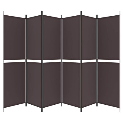 vidaXL 6-Panel Room Divider Brown 300x200 cm Fabric 3
