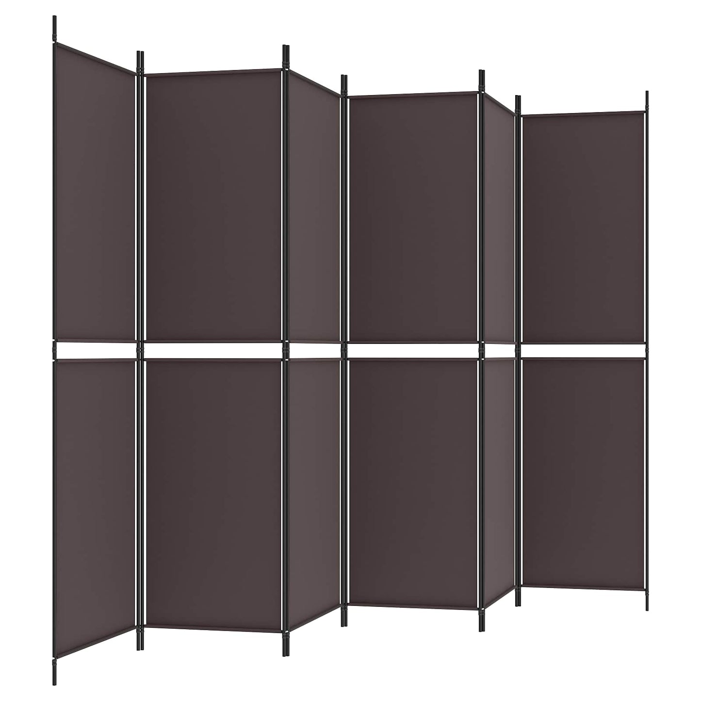 vidaXL 6-Panel Room Divider Brown 300x200 cm Fabric 4