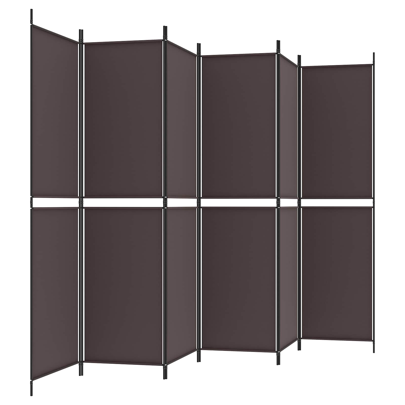 vidaXL 6-Panel Room Divider Brown 300x200 cm Fabric 4