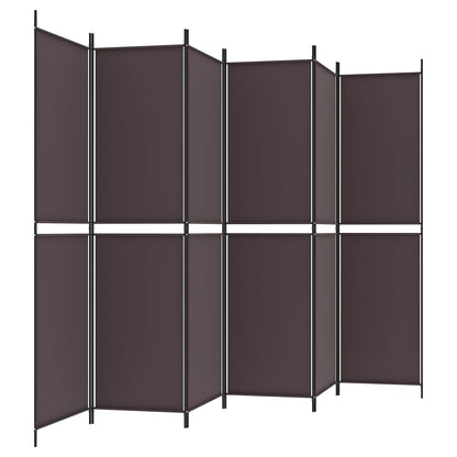 vidaXL 6-Panel Room Divider Brown 300x200 cm Fabric 4