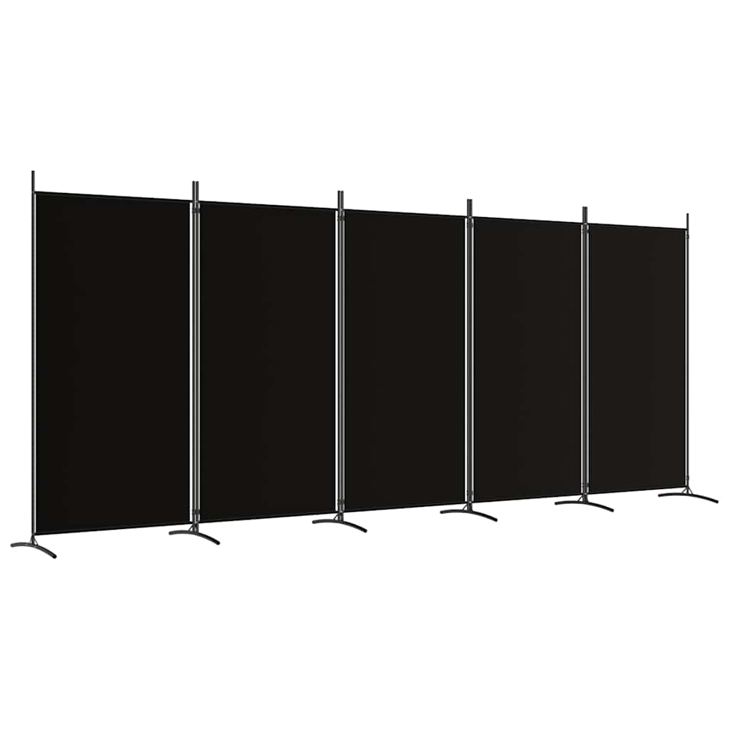 vidaXL 5-Panel Room Divider Black 433x180 cm Fabric 2