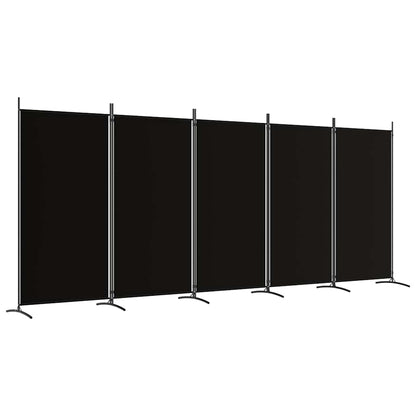 vidaXL 5-Panel Room Divider Black 433x180 cm Fabric 2