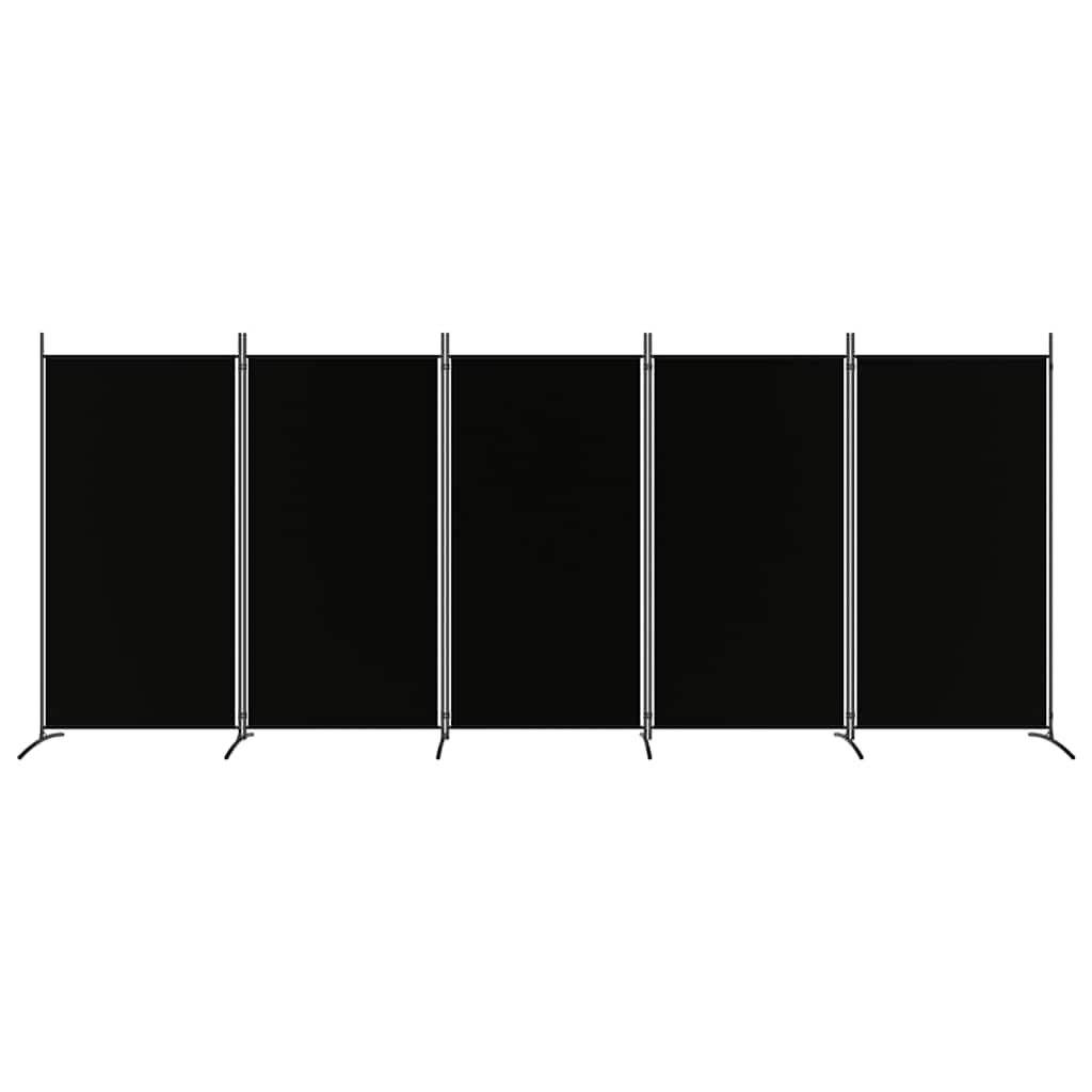 vidaXL 5-Panel Room Divider Black 433x180 cm Fabric 3