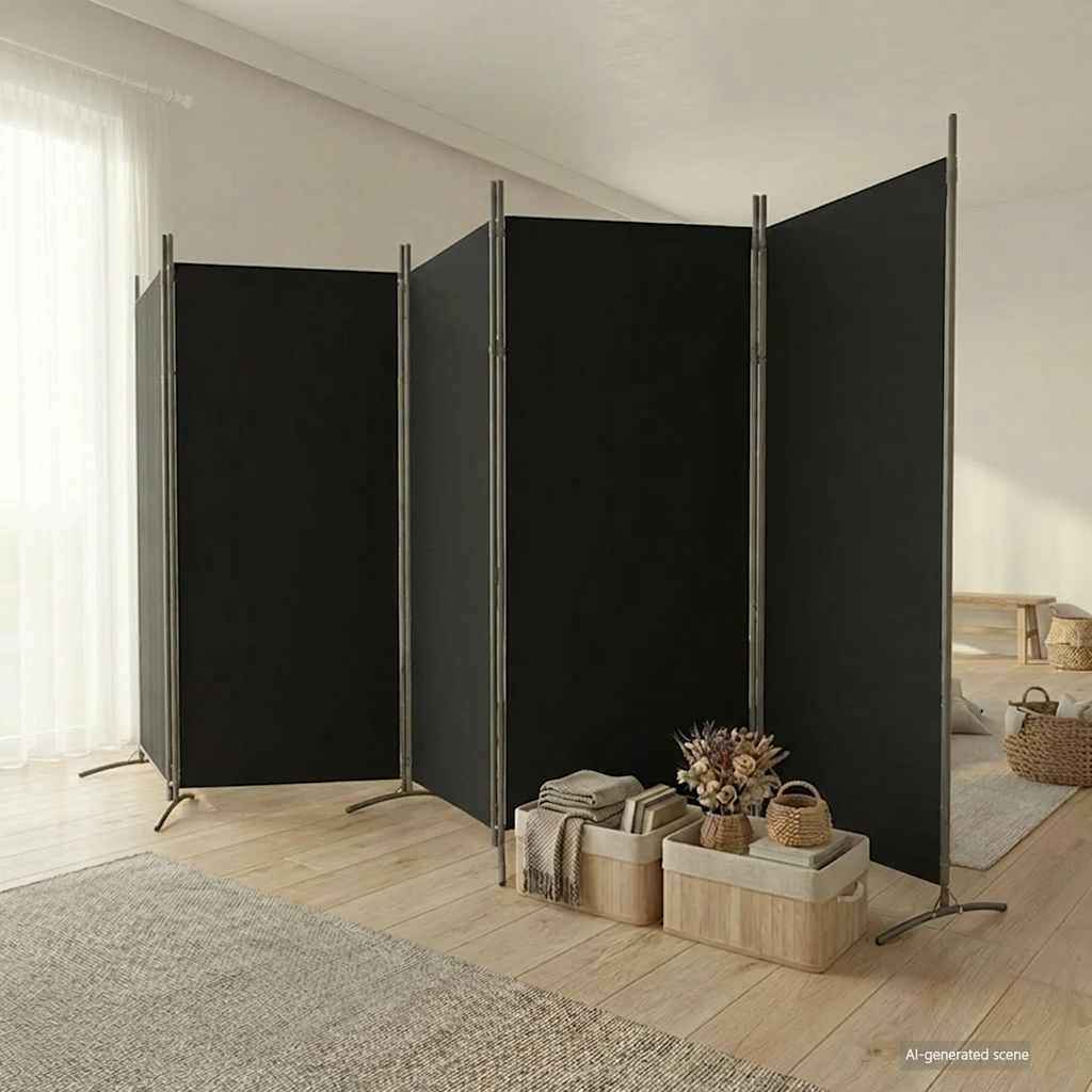 vidaXL 5-Panel Room Divider Black 433x180 cm Fabric 1