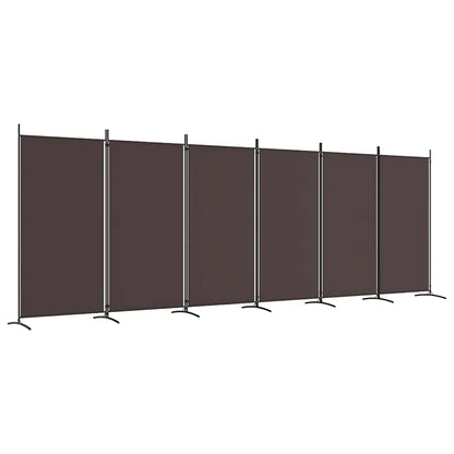 6-Panel Room Divider Fabric 520 x 180 cm Brown