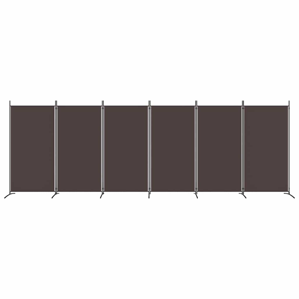 6-Panel Room Divider Fabric 520 x 180 cm Brown