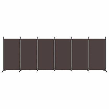 6-Panel Room Divider Fabric 520 x 180 cm Brown