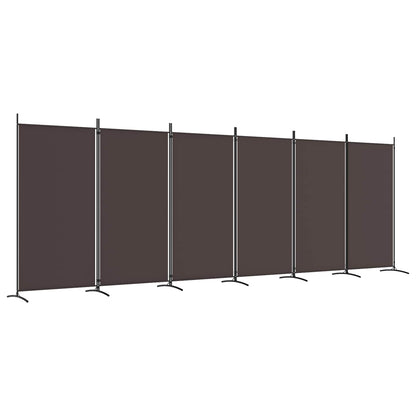 vidaXL 6-Panel Room Divider Brown 520x180 cm Fabric 2
