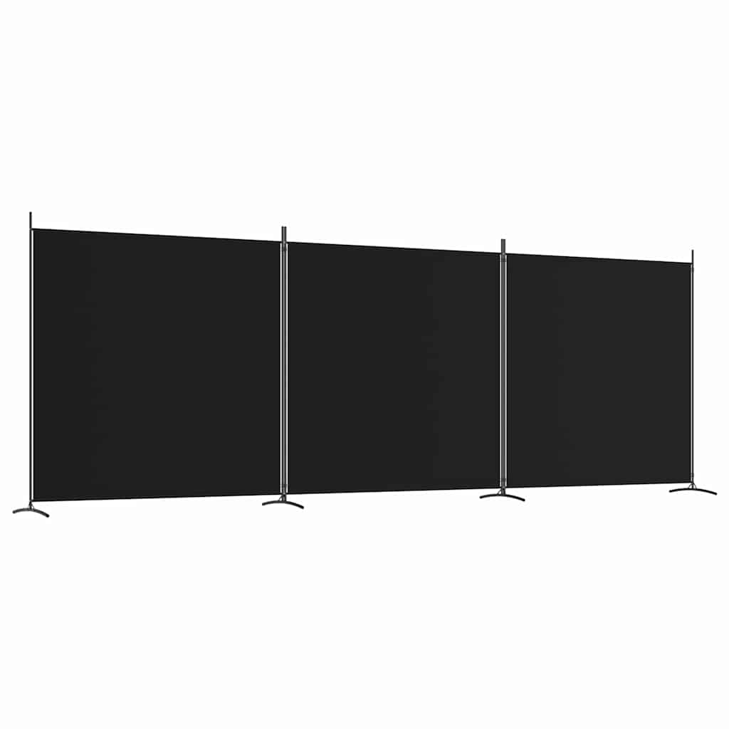 vidaXL 3-Panel Room Divider Black 525x180 cm Fabric 2
