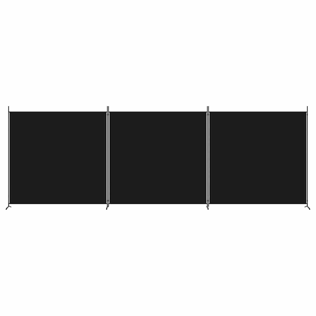 vidaXL 3-Panel Room Divider Black 525x180 cm Fabric 3