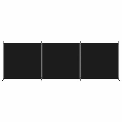 vidaXL 3-Panel Room Divider Black 525x180 cm Fabric 3
