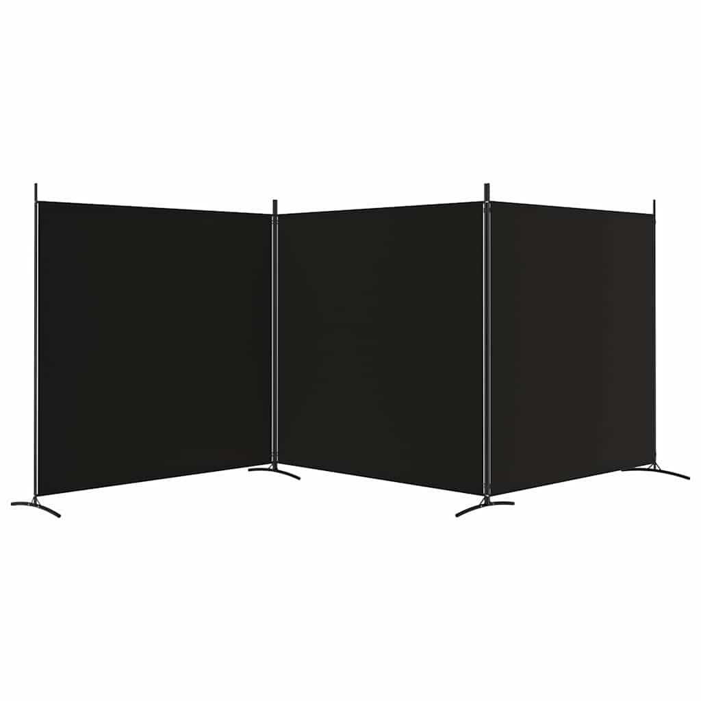 vidaXL 3-Panel Room Divider Black 525x180 cm Fabric 4