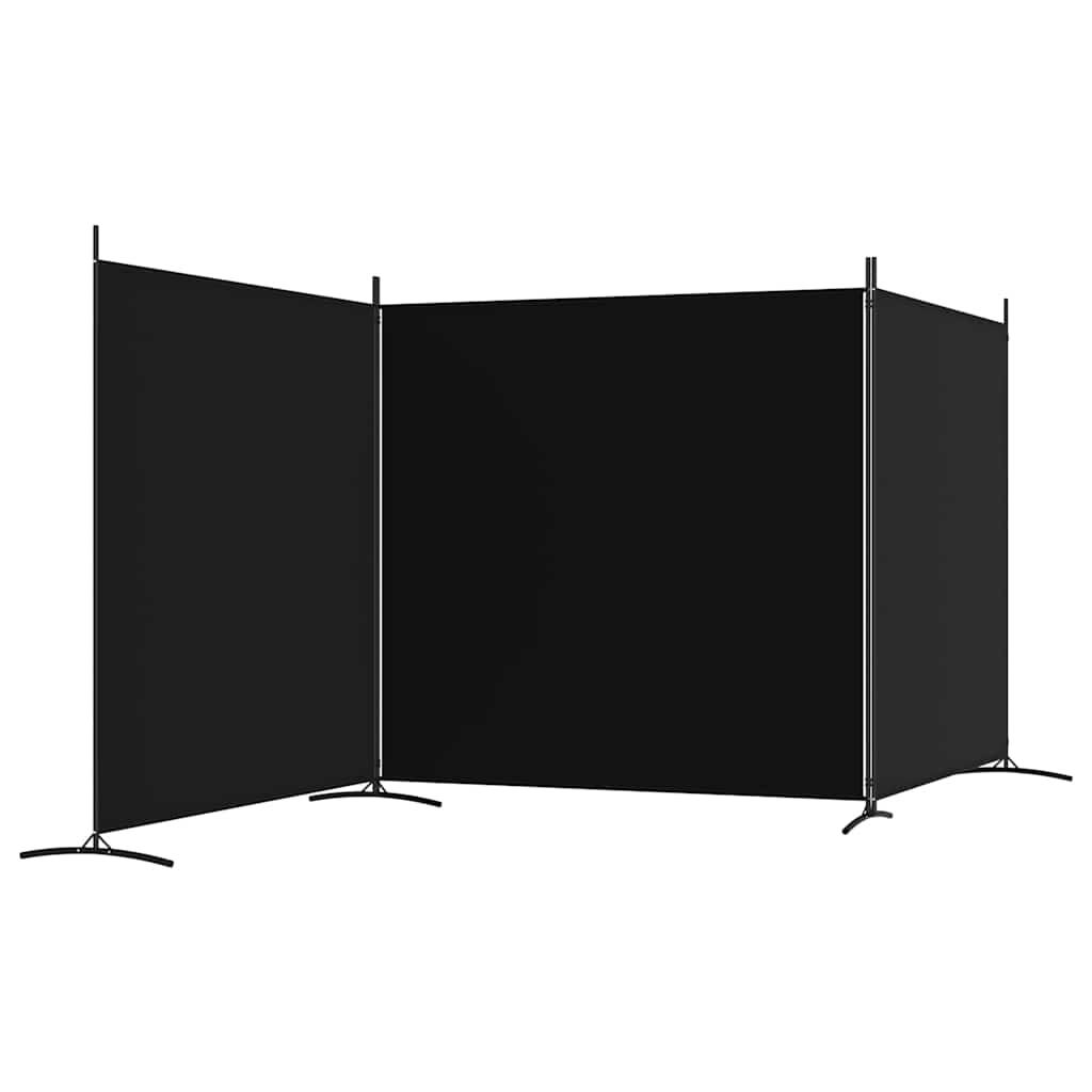 vidaXL 3-Panel Room Divider Black 525x180 cm Fabric 5