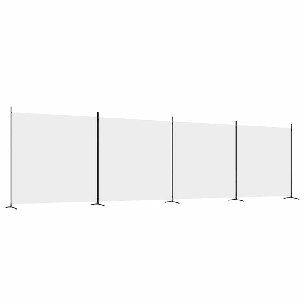 vidaXL 4-Panel Room Divider White 698x180 cm Fabric 2