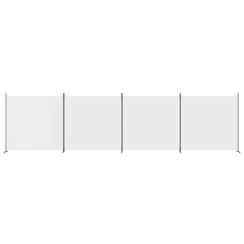 vidaXL 4-Panel Room Divider White 698x180 cm Fabric 3