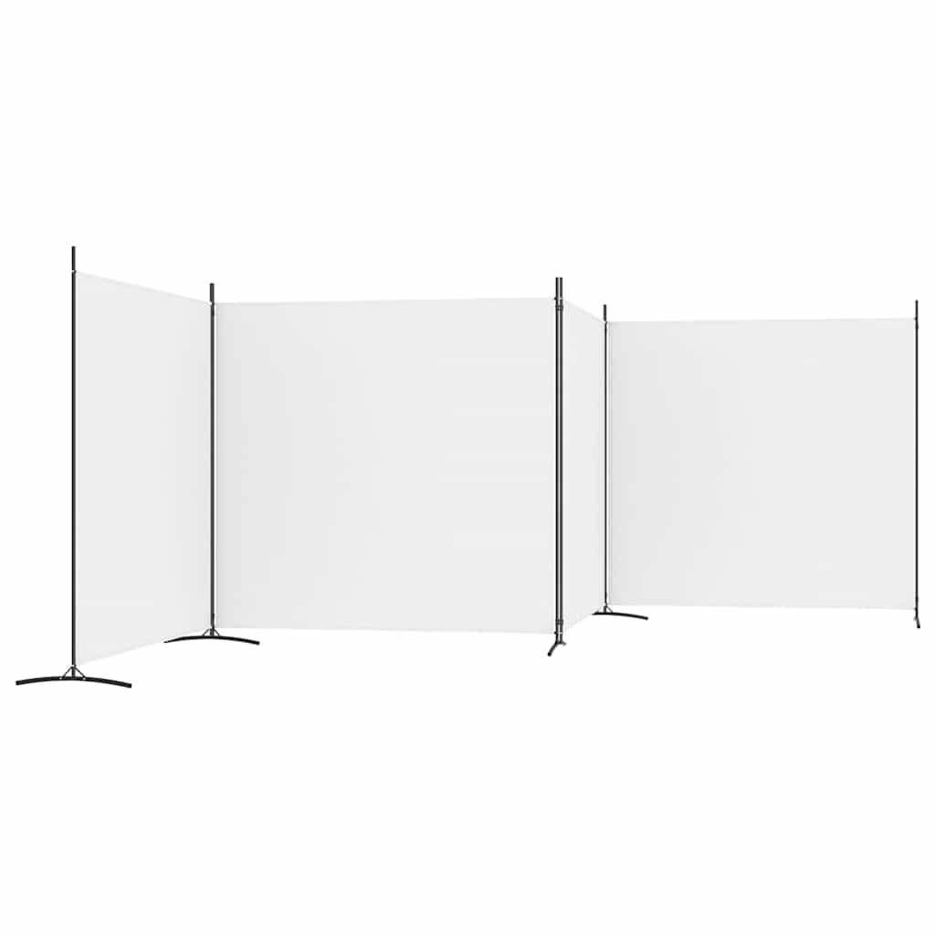 vidaXL 4-Panel Room Divider White 698x180 cm Fabric 4