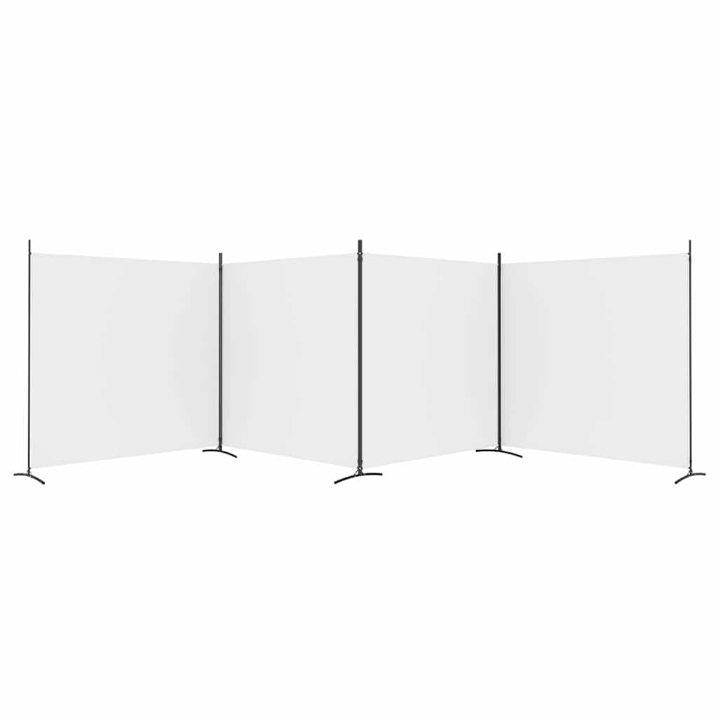 vidaXL 4-Panel Room Divider White 698x180 cm Fabric 5