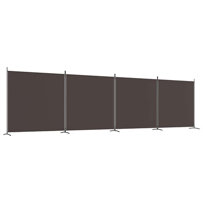 4-Panel Room Divider Fabric Brown 698 x 180 cm
