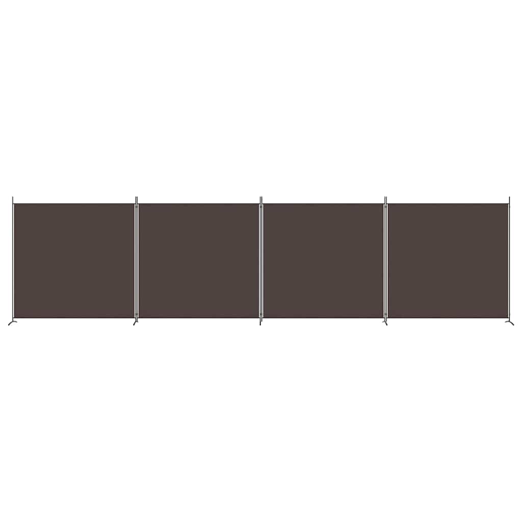 4-Panel Room Divider Fabric Brown 698 x 180 cm