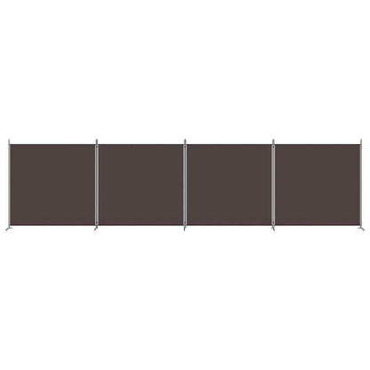 4-Panel Room Divider Fabric Brown 698 x 180 cm