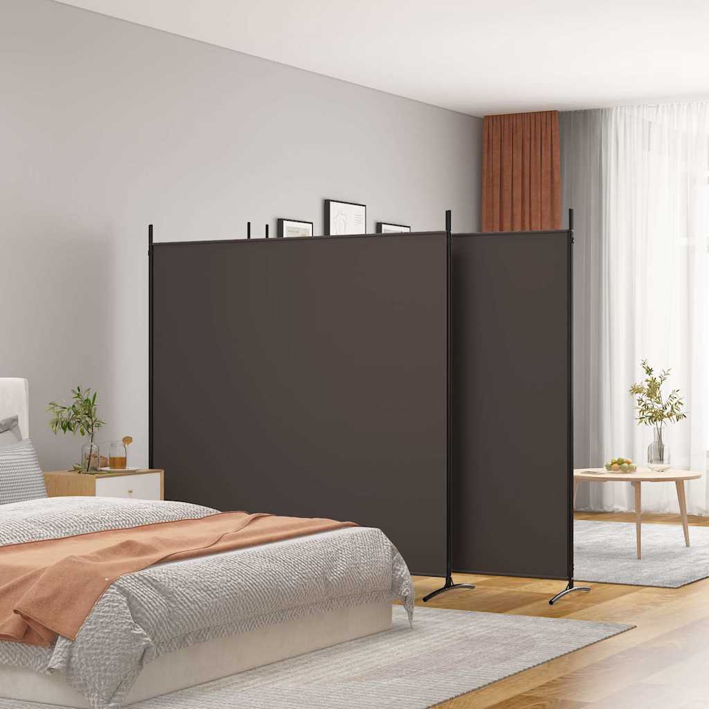 4-Panel Room Divider Fabric Brown 698 x 180 cm