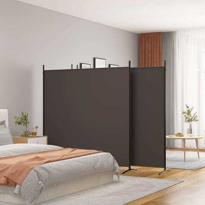 4-Panel Room Divider Fabric Brown 698 x 180 cm