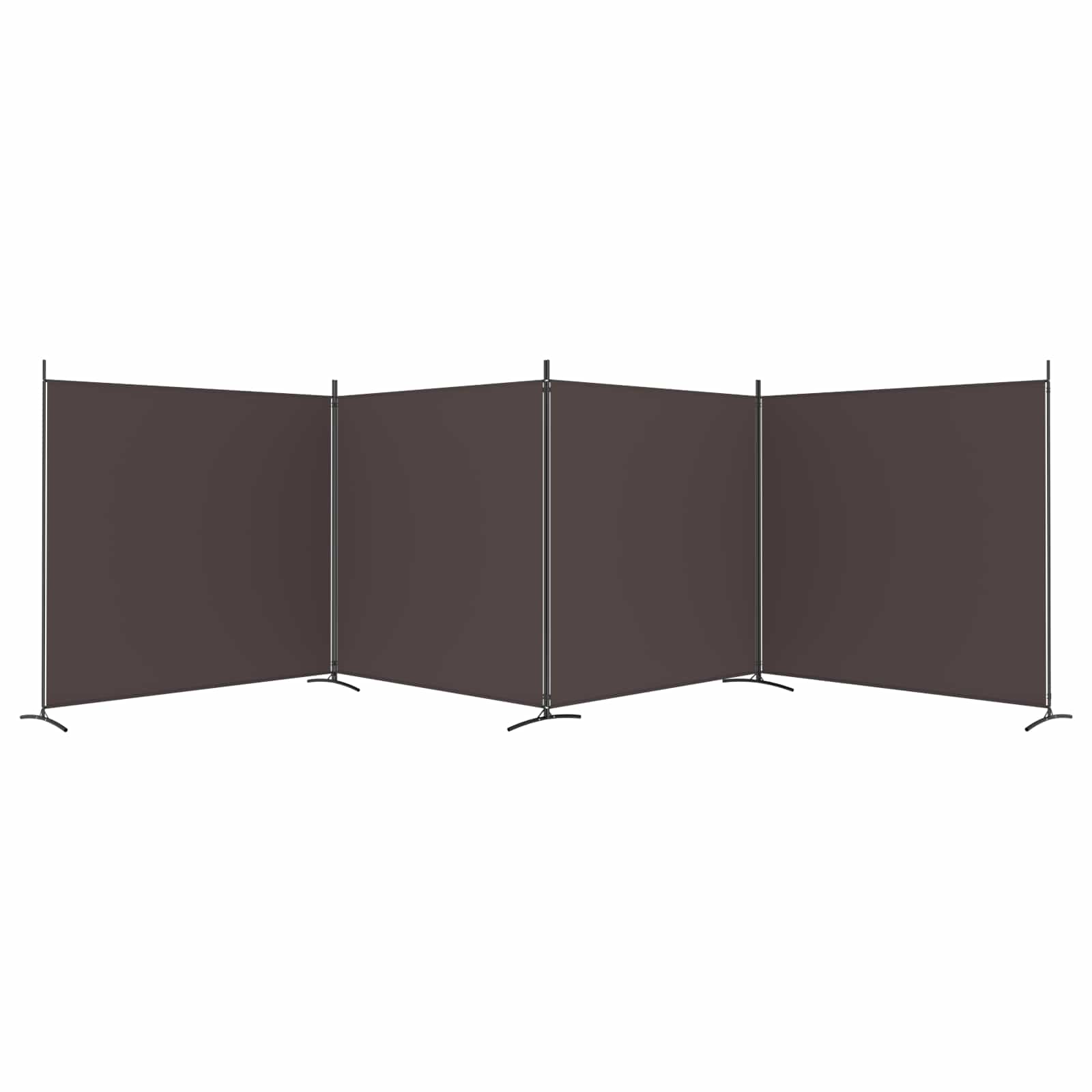vidaXL 4-Panel Room Divider Brown 698x180 cm Fabric 3