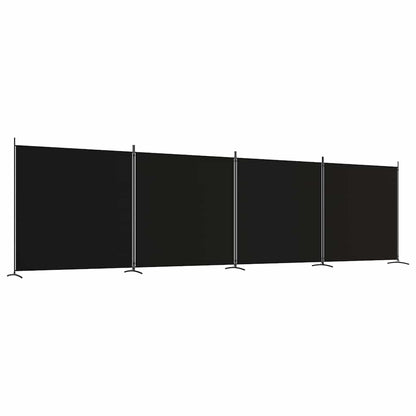 vidaXL 4-Panel Room Divider Black 698x180 cm Fabric 2