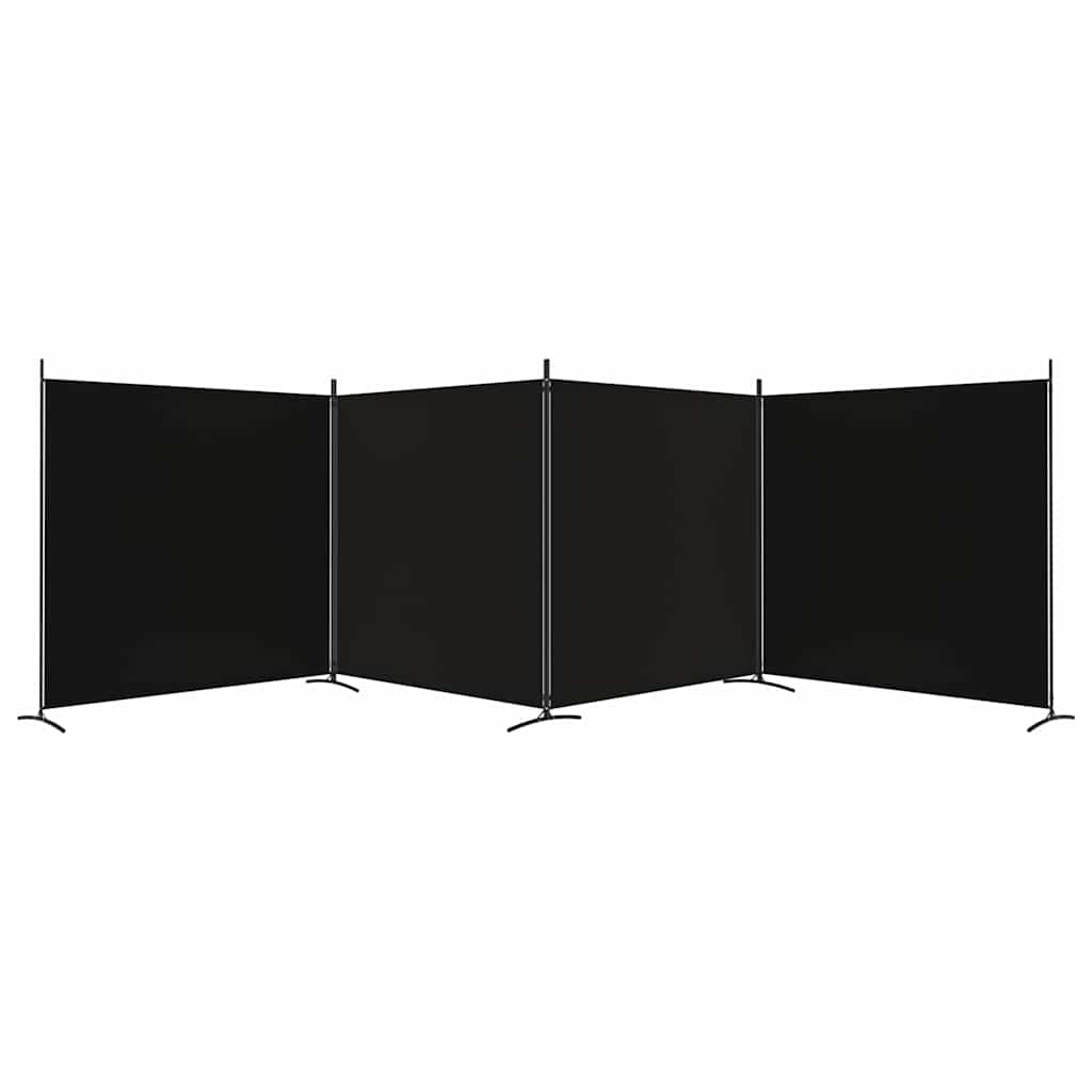 vidaXL 4-Panel Room Divider Black 698x180 cm Fabric 4