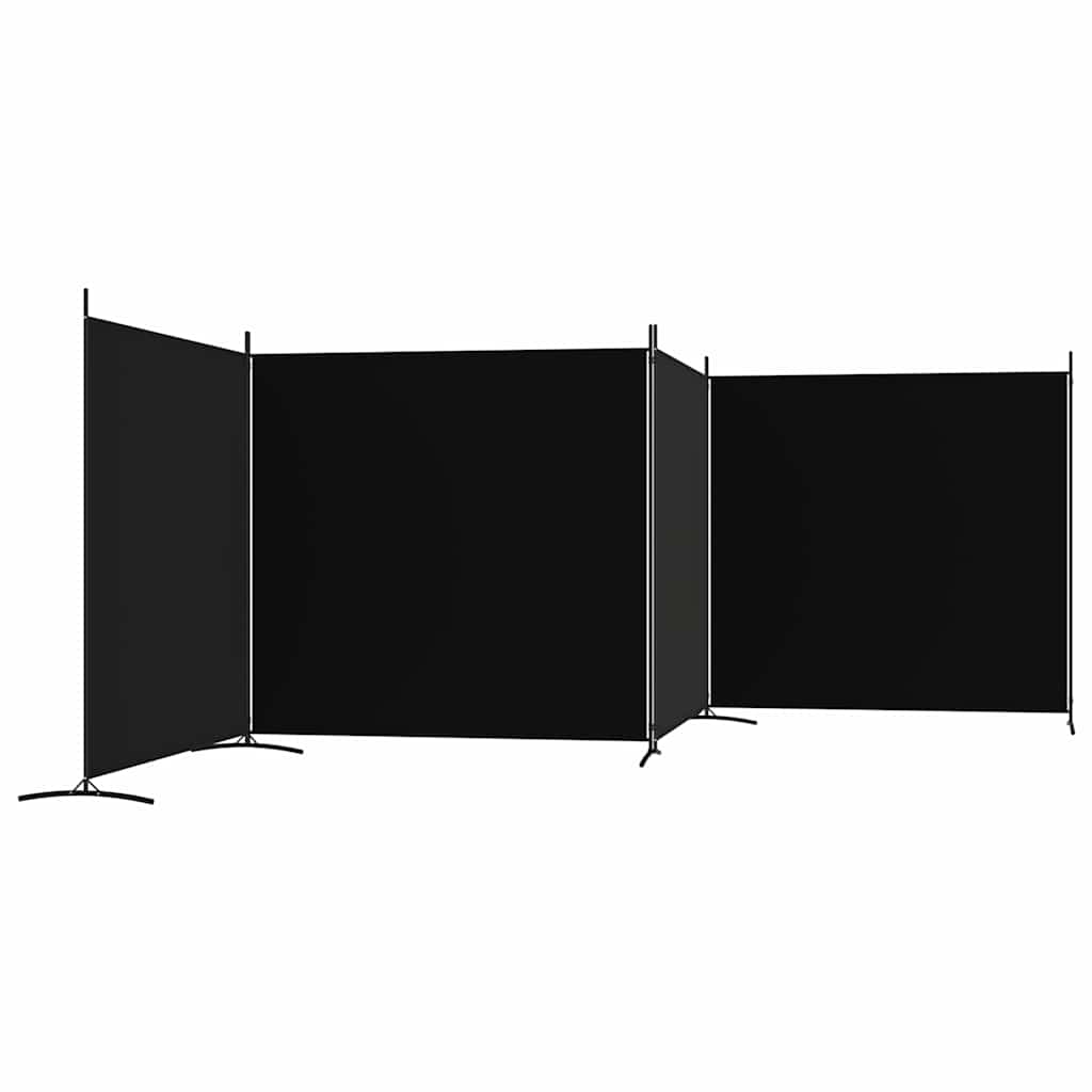 vidaXL 4-Panel Room Divider Black 698x180 cm Fabric 5