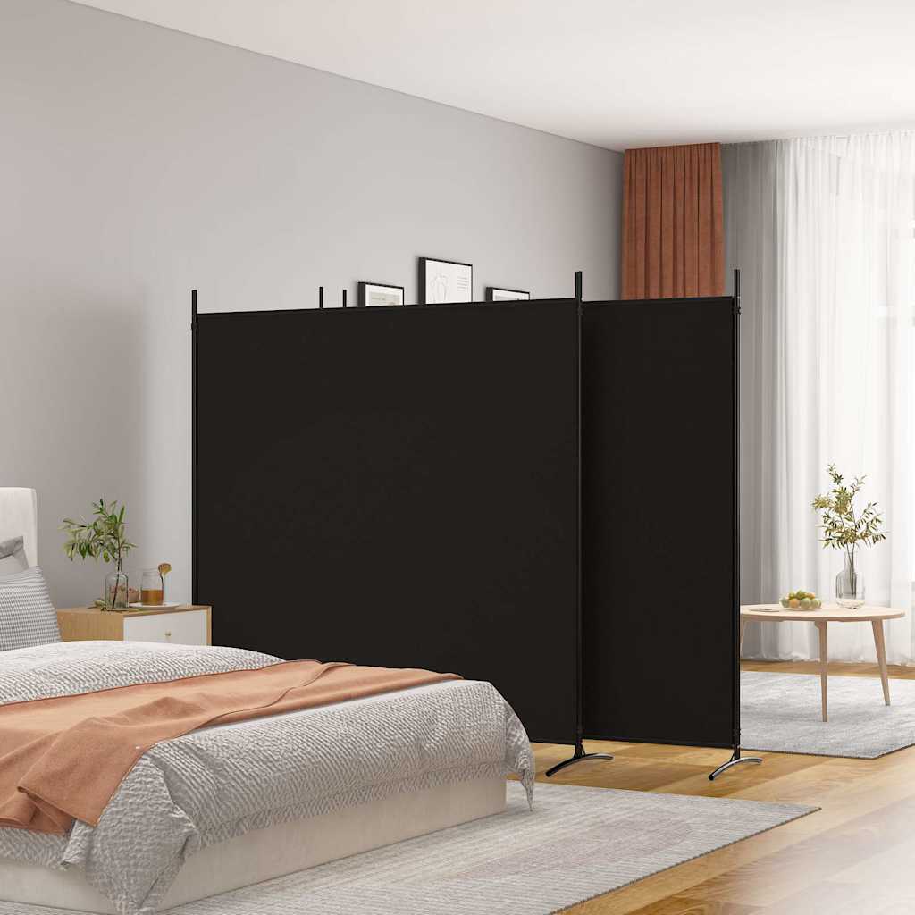 vidaXL 4-Panel Room Divider Black 698x180 cm Fabric 1