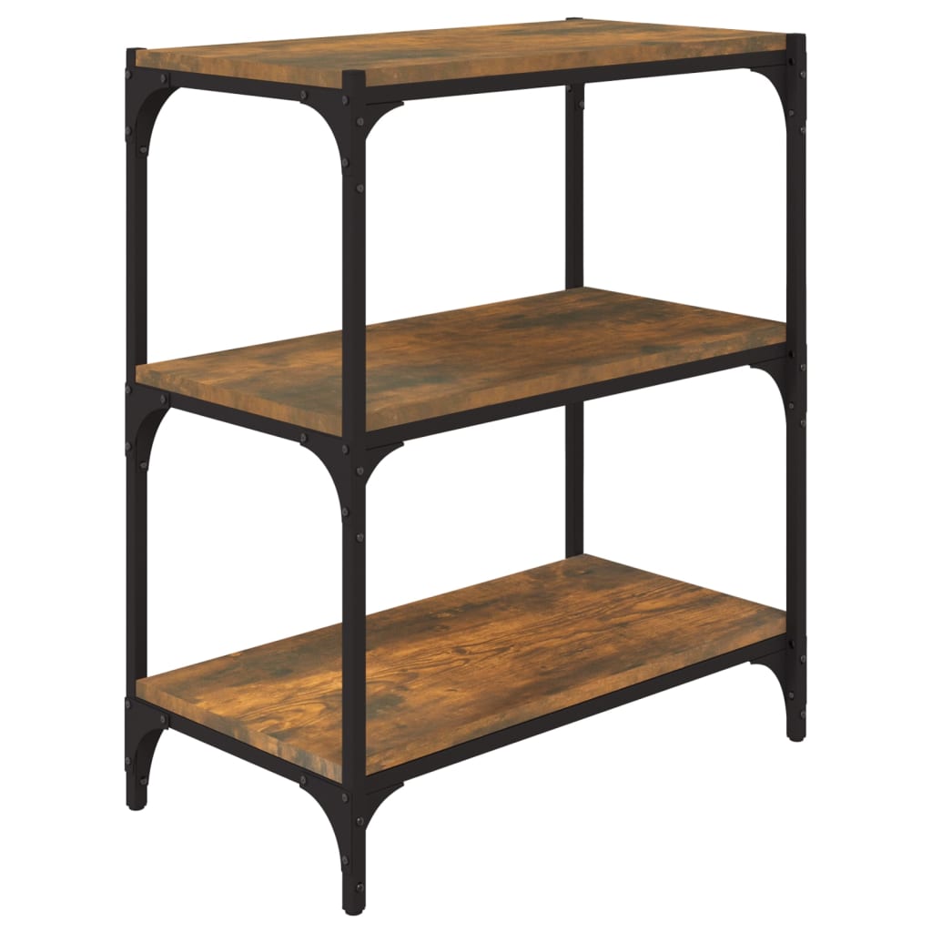 vidaXL Book Cabinet Smoked Oak 60x33x70.5 cm Engineered Wood and Steel 2