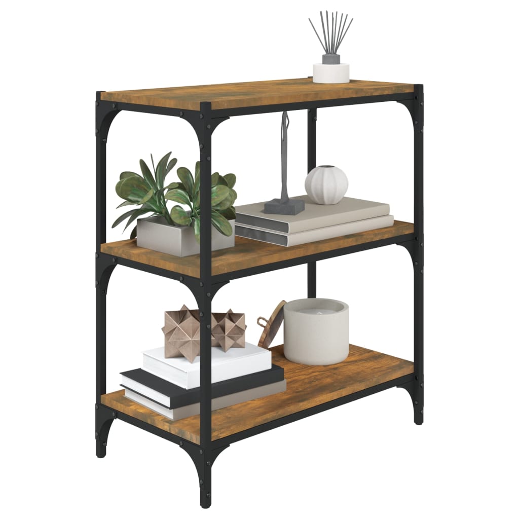 vidaXL Book Cabinet Smoked Oak 60x33x70.5 cm Engineered Wood and Steel 4