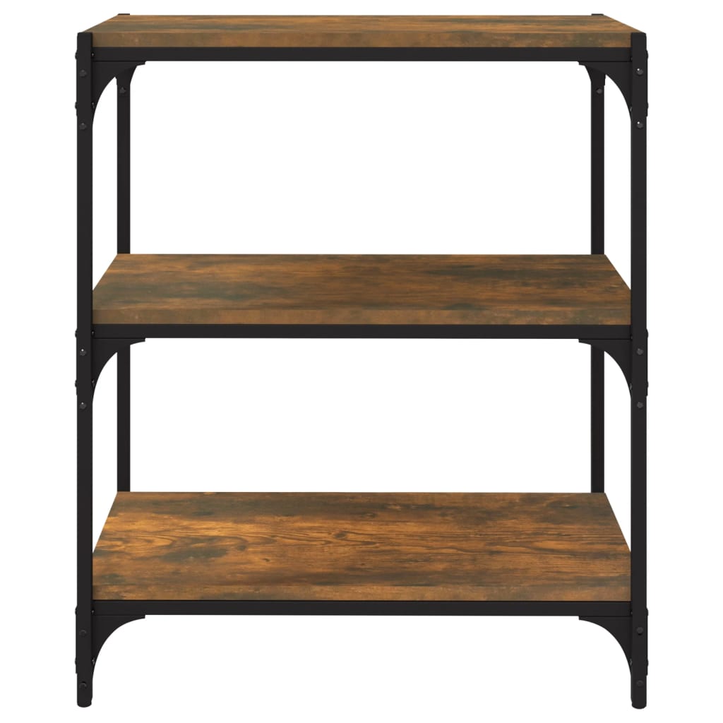 vidaXL Book Cabinet Smoked Oak 60x33x70.5 cm Engineered Wood and Steel 5