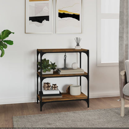 vidaXL Book Cabinet Smoked Oak 60x33x70.5 cm Engineered Wood and Steel 1