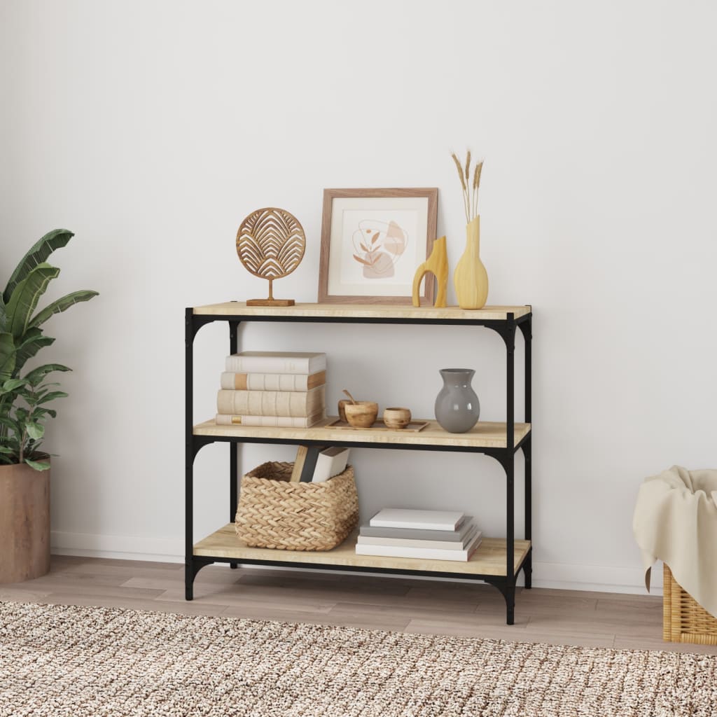 vidaXL Book Cabinet Sonoma Oak 80x33x70.5 cm Engineered Wood and Steel 3