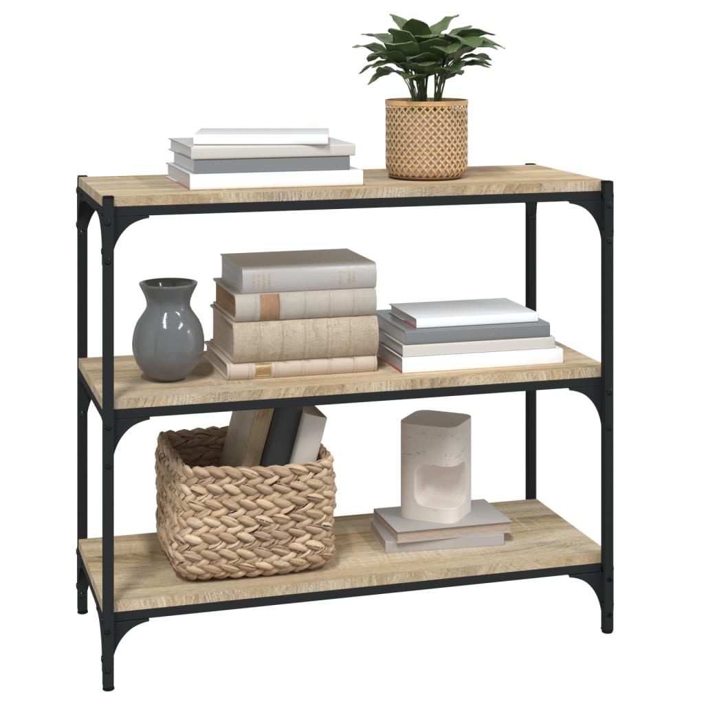 vidaXL Book Cabinet Sonoma Oak 80x33x70.5 cm Engineered Wood and Steel 4