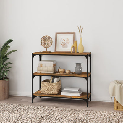 vidaXL Book Cabinet Smoked Oak 80x33x70.5 cm Engineered Wood and Steel 3