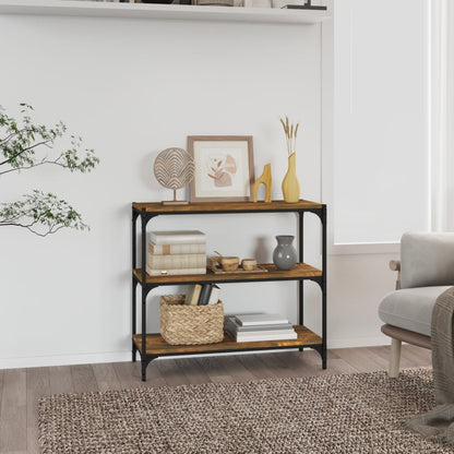 vidaXL Book Cabinet Smoked Oak 80x33x70.5 cm Engineered Wood and Steel 1