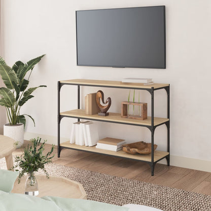 vidaXL Book Cabinet Sonoma Oak 100x33x70.5 cm Engineered Wood and Steel 3